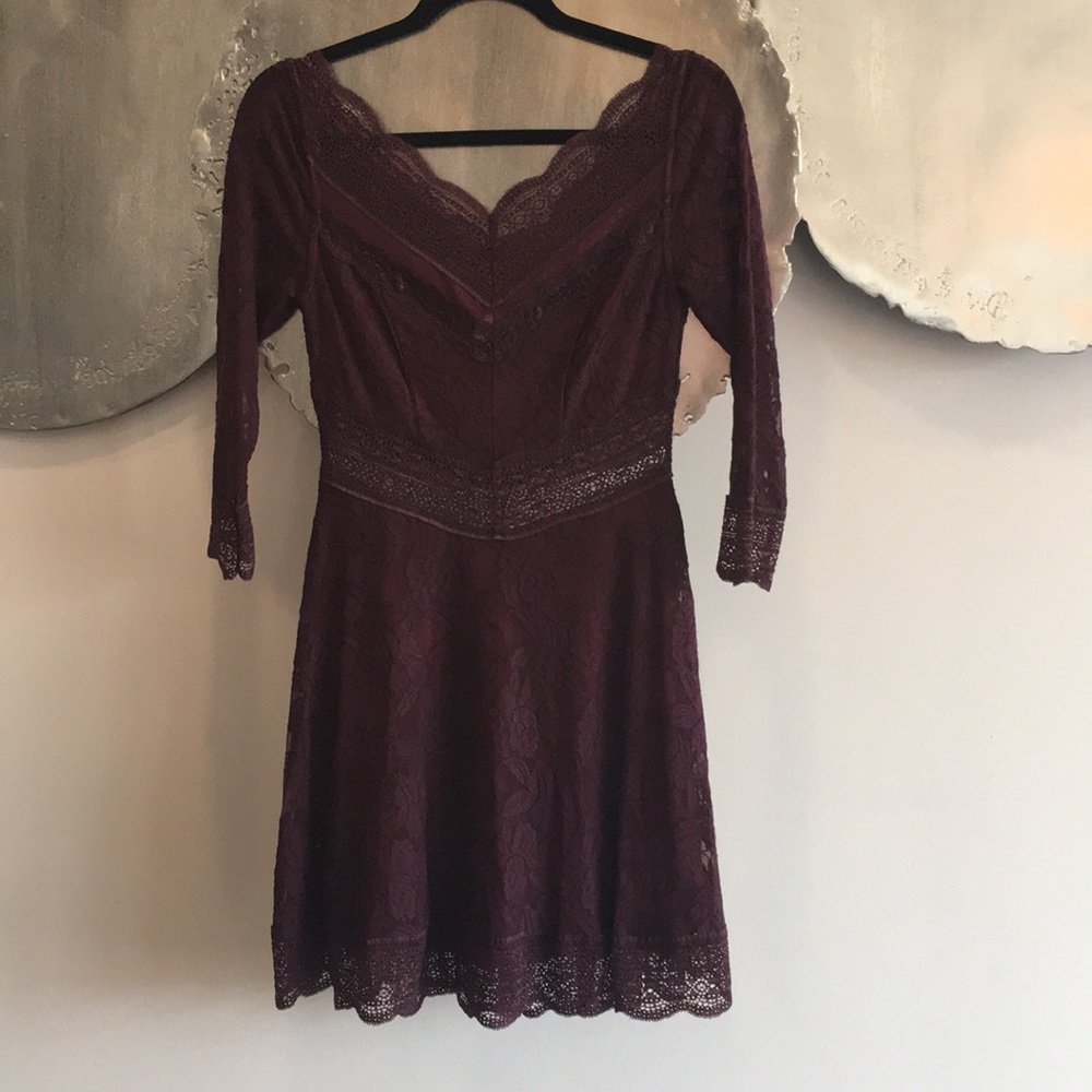 Never worn Free People Maroon lace dress